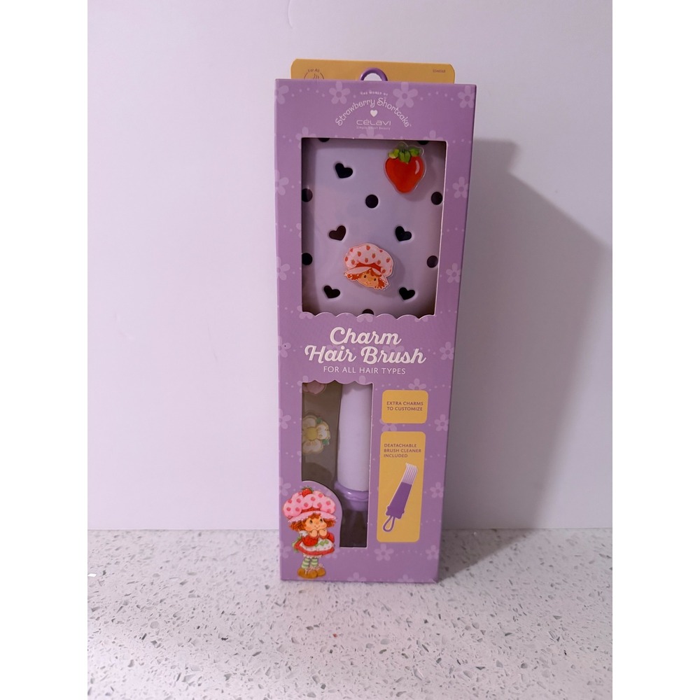 Strawberry Shortcake Celavi Charm Hair Brush Purple Customizable Detangler New